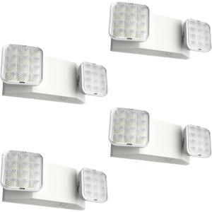 FREELICHT 4 Pack LED Emergency Lights for Business, with Battery Backup, Two Head Adjustable LED Emergency Square Lighting, UL 924 Certified