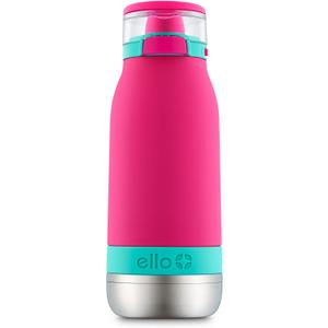 Ello Emma 14oz Vacuum Insulated Stainless Steel Kids Water Bottle with Straw and Built-in Carrying Handle and Leak-Proof Locking Lid for School Backpack, Lunchbox and Outdoor Sports (Tropic Pink)