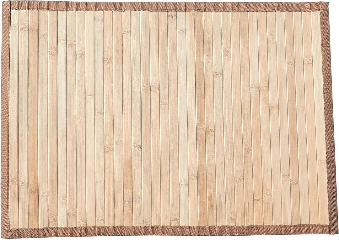 Queensell Bamboo Rug  Bamboo Bathroom Accessories Area Rug  Bamboo Bath Mat  Bathroom Rugs  Bamboo Runner Small Rug 17" x 24" Light Brown