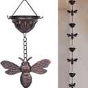 8.5Ft Bee and Cup Rain Chain Outdoor Decorative Rain Gutter Drain Rain Catcher Gutter Chain