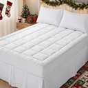 OLANLY Queen Quilted Fitted Mattress Pad  Soft Pillow Top Mattress Topper, Down Alternative Fill, Cooling Comfort Breathable Mattress Cover, Machine Washable Deep Pocket Mattress Protector, White