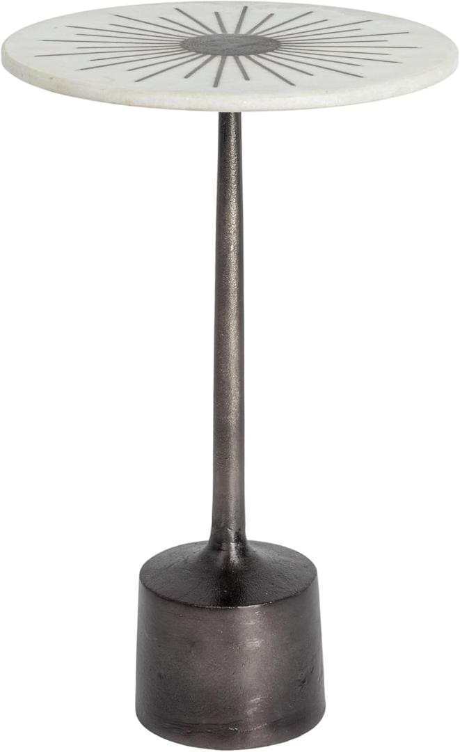 Creative Co-Op Luxe Aluminum and Marble Martini Table, Black