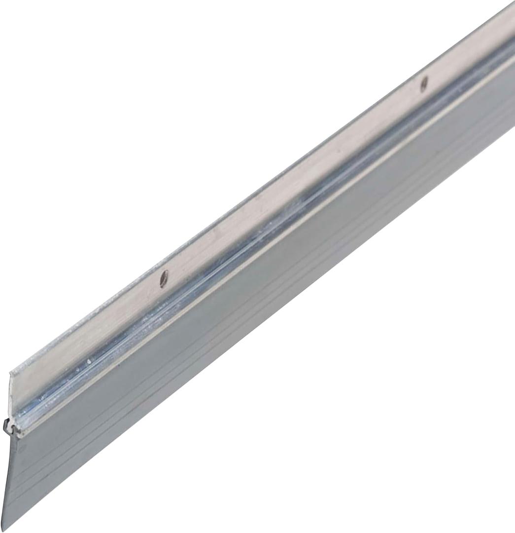 MD Building Screw-On Door Sweep, Draft Stopper, Silver, 36in | Double-Fin Vinyl Seal, Blocks Drafts Moisture Dust Insects, Energy Saving, Screws Included, Cut-To-Length