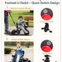 KRIDDO 2-in-1 Tricycle for Toddlers 1.5-5 Years, Push Tricycle with Parent Steering & Detachable Handle, 9-Stage Adjustable Handlebar, Toddler Trike with Safety Belt, Clutch Pedals & Dual Basket, Grey