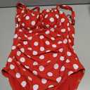 Aqua Eve One Piece Bathing Suit for Women Tummy Control Swimsuit Slimming Vintage Swimwear Red Polka Dot L