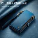 Defencase for Galaxy S25 Edge Case Wallet with RFID Blocking Card Holder for Women Men, Elegant PU Leather Magnetic Snap Flip Strap Zipper Phone Wallet Case for Samsung Galaxy S25 Edge 6.6", Dark Blue