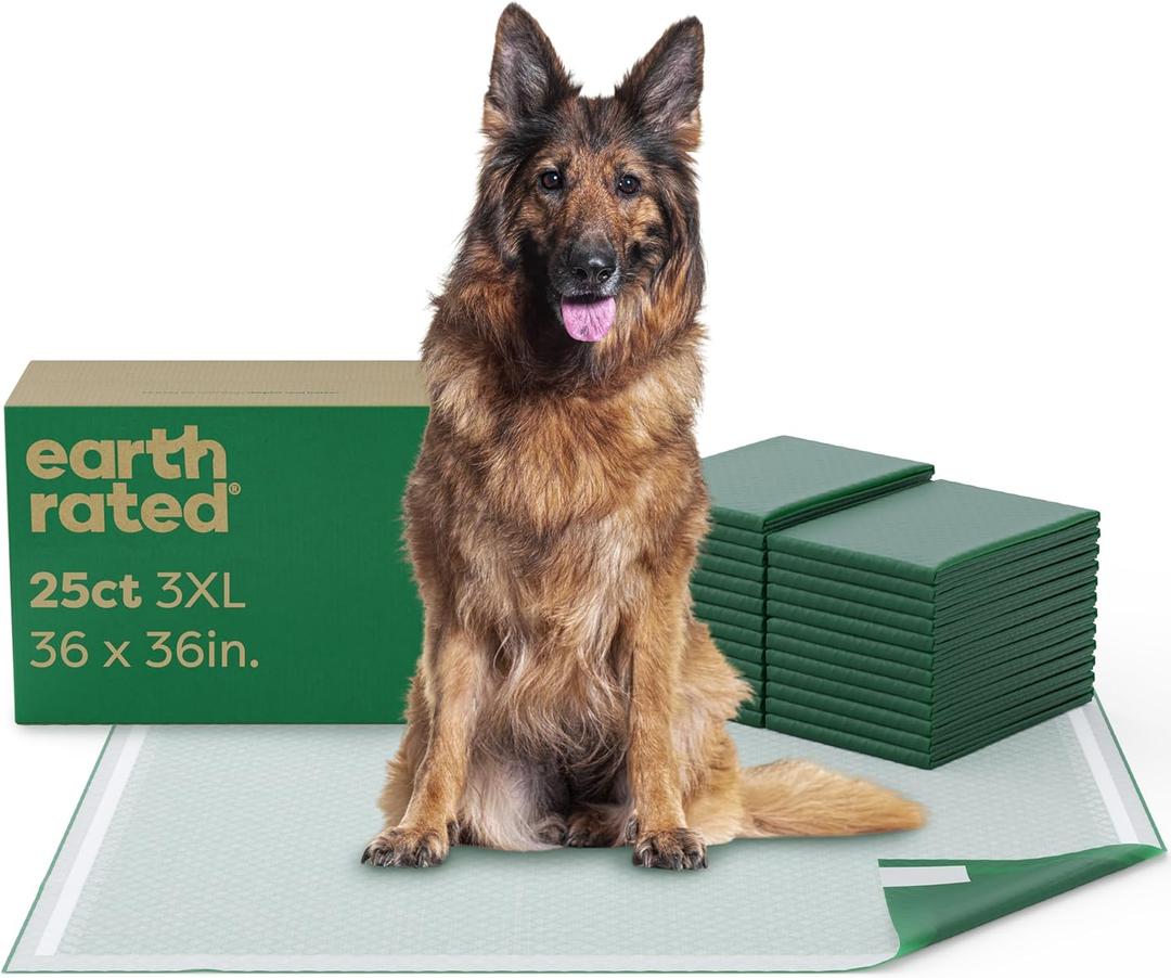 Earth Rated 3-in-1 Max Absorbency Puppy Pee Pads for Dogs, Odor Blocking, Leak Prevention Potty Training Pad, 3XL, 36 x 36 Inches, 25 Count