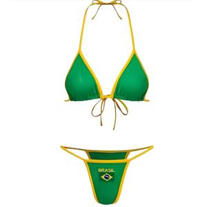Brazil Mexico Jersey Y2k Halter Bikini Sets Cute 2 Piece Sexy Swimsuit Beach Sets Women Summer, S