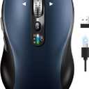 Wireless Bluetooth Mouse for Laptop,USB+BT2,Quiet Ergo Computer Mouses,Metal 4-Way Super Scrolling, 3200 DPI,Rechargeable,10 Buttons,Plug&Play,Multi Device Cordless Mice for iPad,Tablet,Mac,PC,Phone (Black)