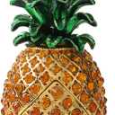 Pineapple Jewelry Trinket Boxes Hinged Hand-painted with Crystal Fruit Collectible Ornaments Gift Room Decor for Women Girls