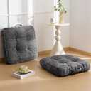 Washable Floor Pillow Cushion for Adults, Meditation Cushion Pillow, Removable Tufted Blended Corduroy Cover, Large Square Floor Sitting for Tatami Living Room or Yoga, 2Pack, Machine Washable (Square Dark Grey)