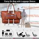 weiatas Faux Leather Travel Duffel Bag for Women Men, Large Weekender Overnight Bag with Shoes Compartment, Waterproof Carry On Bag Travel Tote Bag Gym Bag with Luggage Strap (Brown)