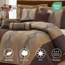LANCO MODERN LIFESTYLE King Comforter Set, Brown, 7 Pieces Bed in a Bag, Ultra Soft Jacquard with Solid Piecework, Luxury Bed Set with Comforters, Bed Skirt, Pillow Shams and Decorative Pillows