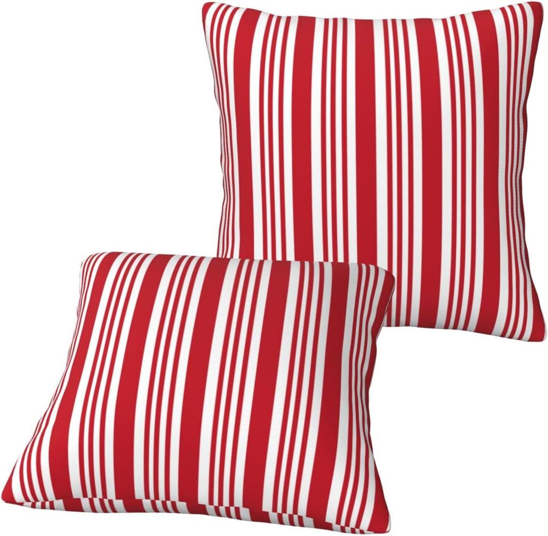 Nezweld Red and White Striped Pillow Cover 20x20 Set of 2,Throw Pillow Covers Farmhouse Outdoor Pillow Cushion Case for Couch Living Room Bedroom Bed Sofa Modern Home Decor