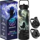 Anime Water Bottle 40 oz Shadowlands Collector Edition, Insulated Stainless Steel Bottles with Straw for Men & Boys, Leakproof Teens & Kids Tumbler, Gaming Birthday Gift for Anime Fans Mens & Gamers