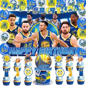 42Pack Warriors Basketball Party Supplies Pack IncludesBannerCake TopperBlackdrop,Balloons for The Warriors party decoration