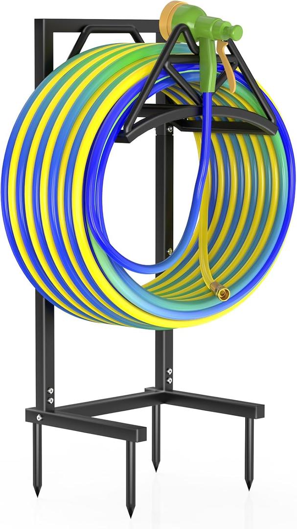 New Garden Hose Holder, Super Stable Freestanding Water Hose Holder Stand Holds 160-feet Hose, Detachable Hose Storage Reels Hanger Rack for Outside Yard Lawn Farm