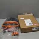 Broom and Dustpan Set with Long Handle, Upright Standing Self-Cleaning Combo, Windproof Dustpan with 6 Bonus Cleaning Tools for Pet Hair, Home, Kitchen, Garage & Apartment (45.3IN, Orange&black)