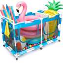 Pool Float Storage Organizer 288 Gallon Pool Storage Bin - Easy Assembly Mesh Rolling Cart with Ample Space for Noodles,Water Sports Gear & Towels Outdoor Poolside & Lawn (62"x32"x35")