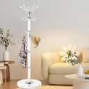 Metal Heavy Duty Coat Rack Stand, Modern 360 Roraty Freestanding Coat Rack with Natural Marble Base, White Coat Racks Hall Tree Hanger Stand with 16 Hooks for Entryway, Office