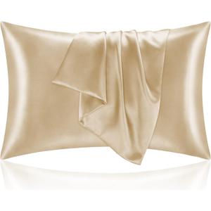 BEDELITE Satin Pillowcase for Hair and Skin, Super Soft and Cooling Similar to Silk Pillow Cases 2 Pack with Envelope Closure, Gift for Women Men(20"x30" Queen Size, Champagne)