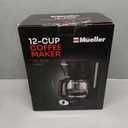 Mueller 12-Cup Drip Coffee Maker - Borosilicate Carafe, Auto-Off, Reusable Filter, Anti-Drip, Keep-Warm Function, Clear Water Level Window Coffee Machine, Kitchen Essentials & Accessories (Black)