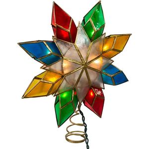 Kurt Adler 10-Light Multi-Color Capiz Star Tree Topper