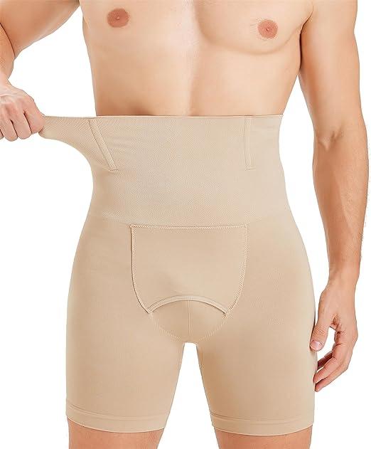 TAILONG Mens Shapewear Tummy Control Underwear Compression Shorts Slimming Body Shaper Leg Boxer Briefs, 2XL