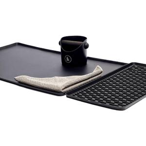 Espresso Knock Box and Silicone Coffee Mat Set Premium Barista Accessories Kit for Espresso Station, includes Microfiber Cleaning Cloth & Heat-Resistant Tamping Mat Anti-Slip Countertop Protection