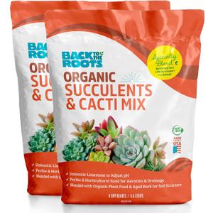 Back to the Roots 100% Organic Succulent & Cacti Mix (Value 12 Quart) | Made in The USA