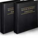 Skyygemm 2 Pcs Estate Planning Portfolio Binder PU Leather 3 Ring Binders with Gold Title and Index Tab Dividers, 11'' x 11.8'' x 2.4'' Estate Planning Organizer (Black)