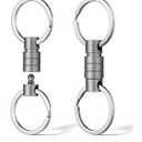 FEGVE Titanium Quick Release Keychain, Small Detachable Swivel Keychain Accessories with 4 Key Rings for Bag, Belt & Car(Antifall/Grey2pcs)