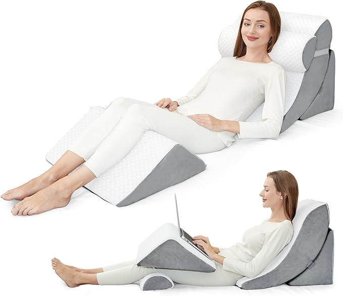 4pcs Wedge Pillow Set for After Surgery,Wedge Pillows for Back Pain Relief and Leg Pain,Wedge Pillow for Legs Swelling,Back Support, Post Surgery Recovery