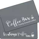 SHACOS Coffee Bar Mats 2 pcs 12x19 Inch Absorbent Non Slip Rubber, Waterproof Heat Resistant, Gray