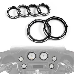 Amazicha 2 Burst Gauge Bezels Covers 4 Speedometer Tachometer Covers Bezels Trim Loop Kit Compatible for 1996-2013 Harley Davidson Touring Electra Glide Street Glide Road Glide Trike (6PCS)