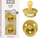 Bibs Pacifiers Color Collection, Set of 2 BPA-Free Latex Pacifiers Made in Europe, Round Nipple Baby Pacifier.