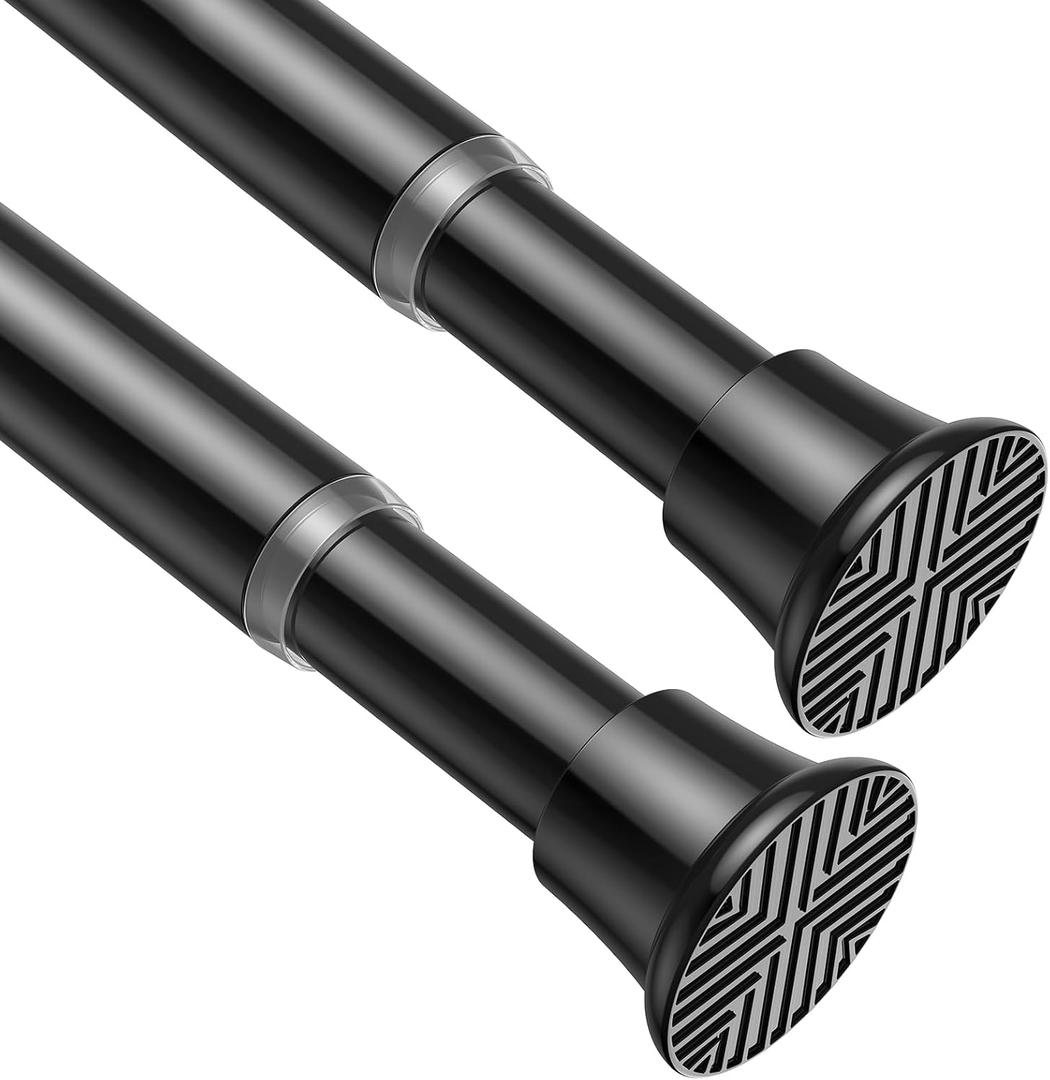 AIZESI Tension Rods 24 to 46 Inch, 2Pcs Black Tension Rod Tension Curtain Rod, Spring Tension Rod No Drilling Adjustable Curtain Rod for windowkitchenclosetdoorway