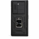 TONGATE for Z Fold 6 Case with Ring Stand, Built-in S Pen Holder & Glass Screen Protector Shockproof Rugged Z6 Phone Case with Slide Camera Cover & Belt Clip for Samsung Galaxy Z Fold 6 2024, Black