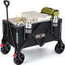 Overmont 150L Wagons Carts Foldable - Large Capacity Folding Collapsible Wagon Cart for Grocery Camping Utility Gardening Sports Travelling- 330lbs Load (Blackgray)