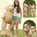 MaoGoLan Giant Teddy Bear Stuffed Animal, 39" Large Tan Teddy Bear Plush Toy with Cute Bow Tie & Footprints, Soft Sunggle Bear Plushies Gift for Kids Grilfriend Wife on Christmas Birthday Baby Shower