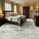 9x12 Washable Vintage Area Rug - Distressed Non-Slip Rugs Soft Large Retro Carpets for Living Room Bedroom Dining Room Office Home Decor, Green