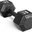 CAP Barbell Cast Iron Hex Dumbbell | Multiple Options (25 lb, Black, Single)
