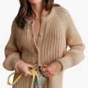 Bianstore Women's Casual Long Sleeve Crewneck Button Down Cardigan Sweater Knit Outwear, M