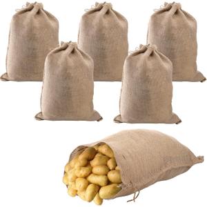 Bekith 6 Pack Burlap Bags with Drawstring, 18" x 24" Natural Jute Potato Sacks, Reusable Root Vegetable Storage Bags, Strong Race Bags for Kids, Perfect Birthday Party Game