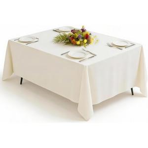 Goodluck 1 Pack Ivory Tablecloth 60 x 84 Inch, Rectangular Polyester Table Cloth, 6-8 Ft Tables  Reusable, Machine Washable Cover for Wedding, Birthday, Party Banquet and Event Decoration