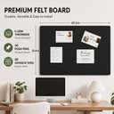 Felt Bulletin Board for Wall, 48 x 36 Inch Frameless, Black