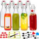 8 Pack 32oz Swing Top Glass Bottles,Flip Top Brewing Bottle with Airtight Stopper Lids, for Juice, Water, Kombucha, Wine, Beer Brewing, Kefir Milk or Eggnog(Bonus Gaskets and Funnel)