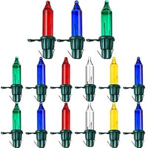 500 Pieces Christmas Replacement Bulbs Christmas Mini Light Bulbs 2.5 V 0.425 Watt 0.17 Ampere Replacement Mini Bulbs for String Lights Outdoor Decorations Supplies (Green Base Colorful Bulb)