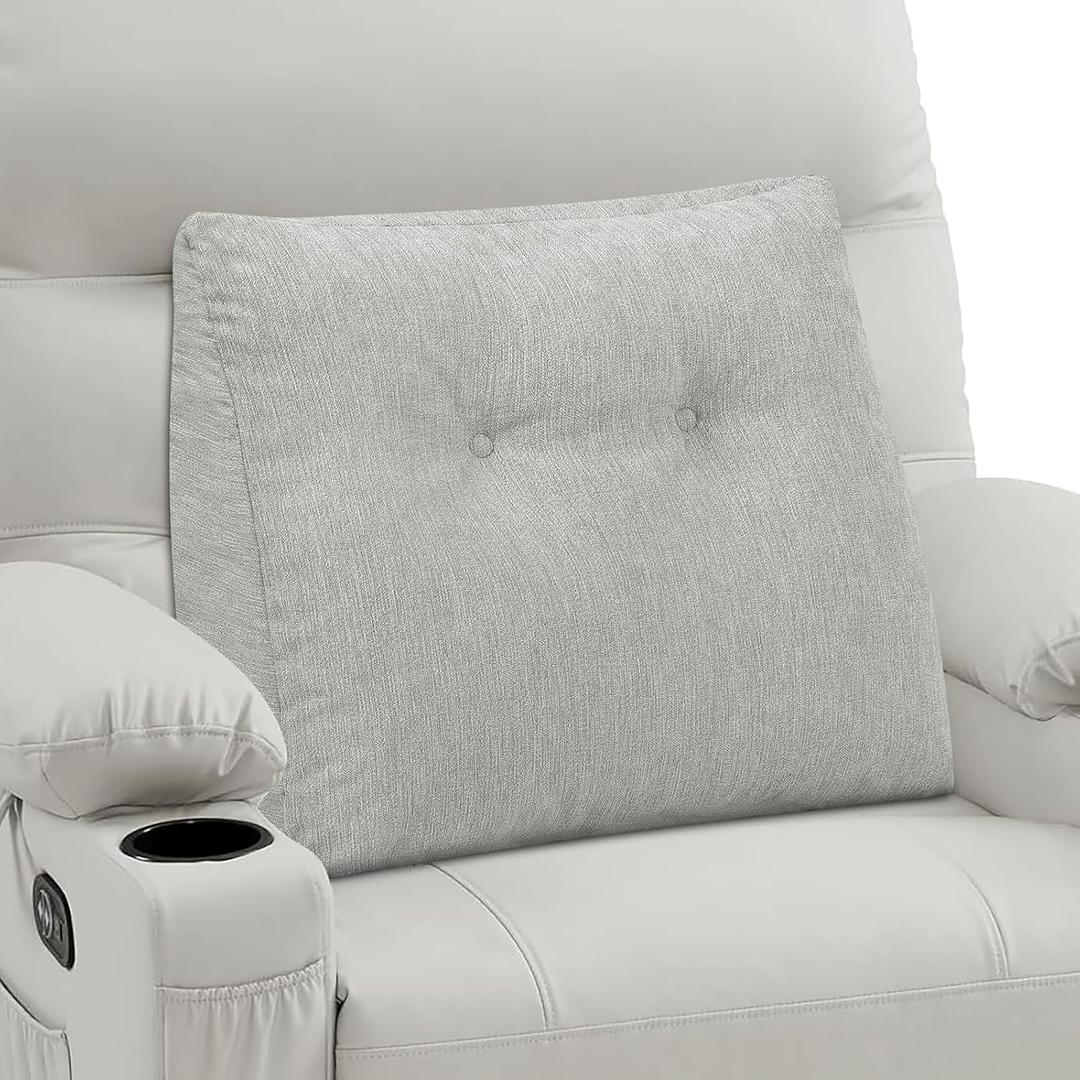 TANYOO Back Support Pillow for Recliner Soft Dual Layer Lumbar Support Pillow with Shredded Memory Foam Ergonomic Orthopedic Couch Lumbar Cushions for Elderly Lower Back Pain Relief Light Grey