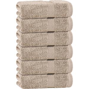 White Classic Taupe Hand Towels for Bathroom [6 Pack] Cotton Hand Towel Bulk for Gym, Kitchen and Spa, 16x27 Inches Soft Highly Absorbent Quick Dry Terry Salon Towels